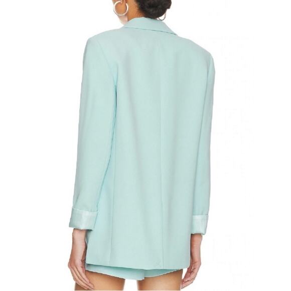 ALICE + OLIVIA Justine Roll Cuff Blazer Julep Blue Light Academia NWT 14 $550 - Picture 4 of 6